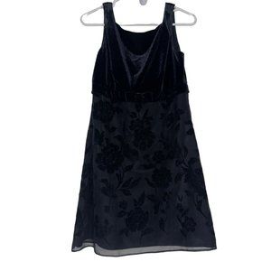 Vintage Warren Petites Velvet Burnout Mini Dress Sz 10P Black Sleeveless